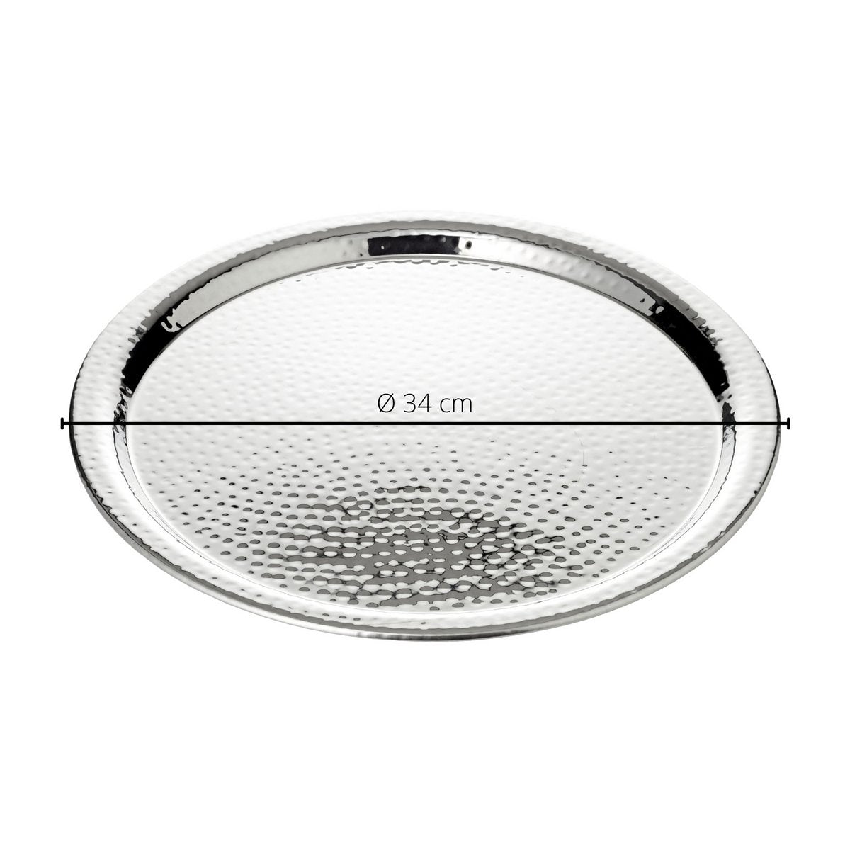 Stainless steel serving tray, hammered 34 cm