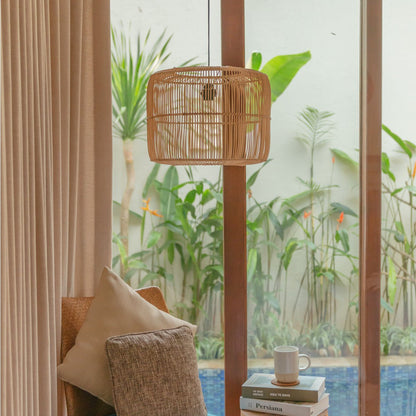 Fletlampe af rattan Ø 40 cm – håndlavet i Indonesien