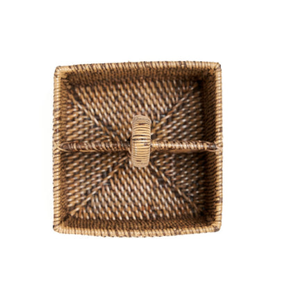 Rattan-Besteckkasten, zweiteilig – Natur Hellbraun