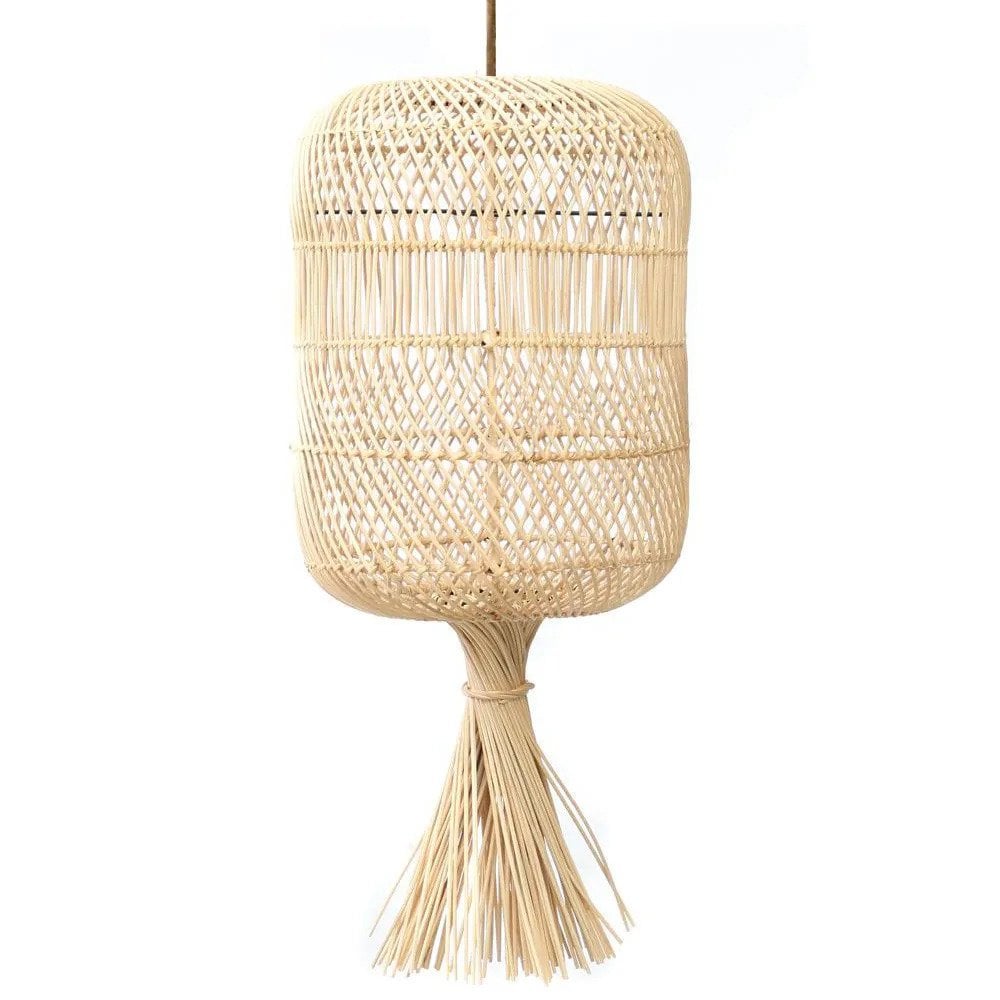 Rattan-Lampenschirm 65 cm – geschwungenes offenes Geflecht, natur