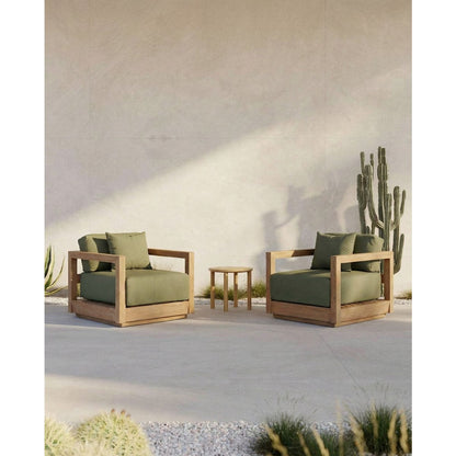 Gartensofa aus Holz 77×85 cm – Kissen algengrün, Indonesien