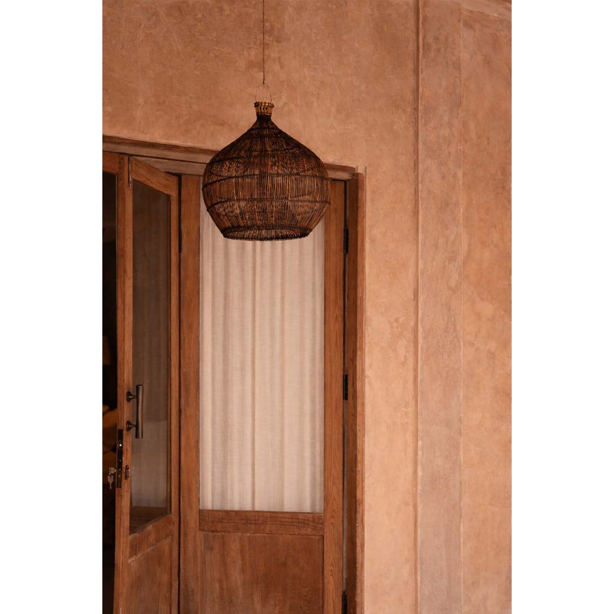 Bambus pendellampe 48 cm - mørk valnød finish