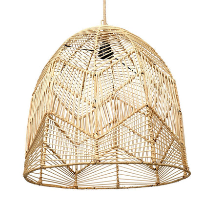 Handwoven rattan pendant shade L - natural finish