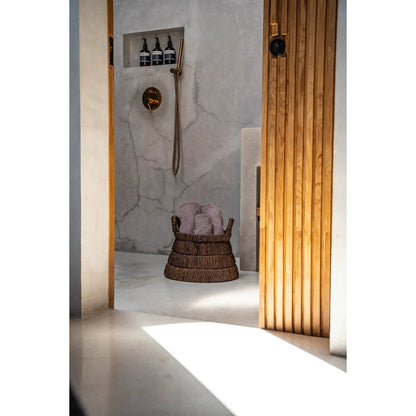 Palm-leaf storage basket - round woven design