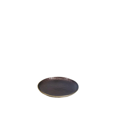 Dekorationsbakke i aluminium, brun, rund, 39 cm