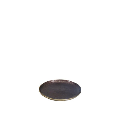 Dekorationsbakke i aluminium, brun, rund, 39 cm