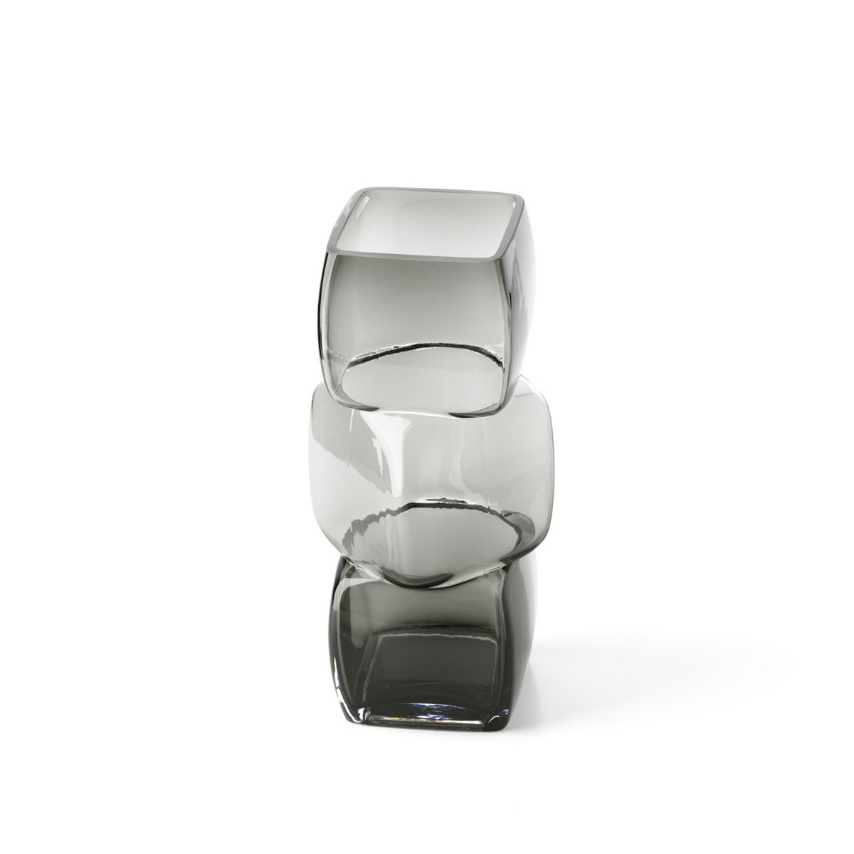 Dark grey glass vase, cuboid - M