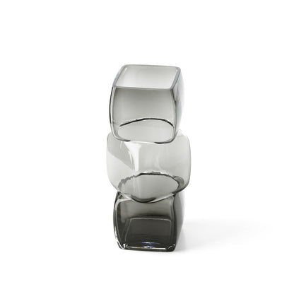 Dark grey glass vase, cuboid - M