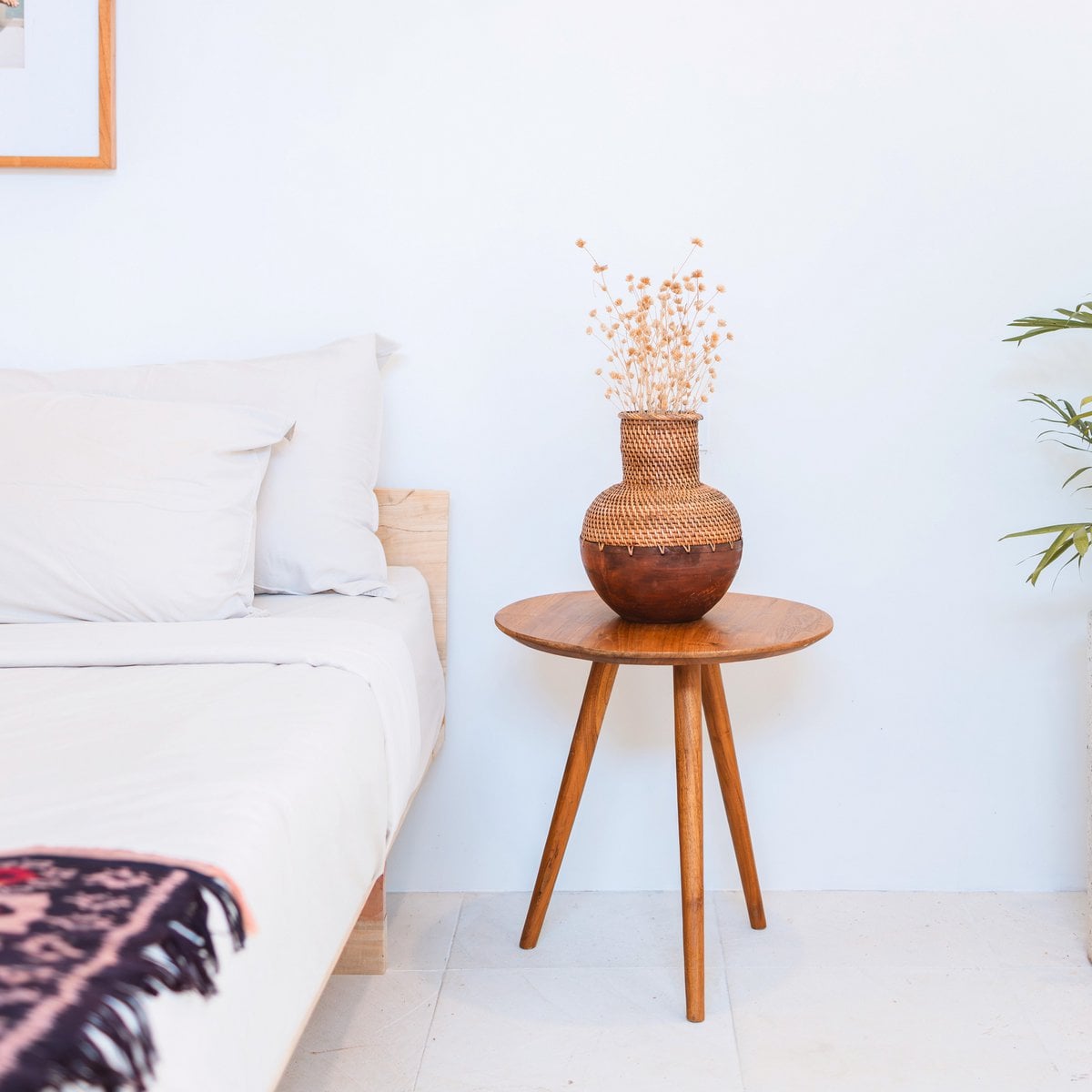 Vase aus Rattan und Holz KAMARI Ø 22 cm – braun