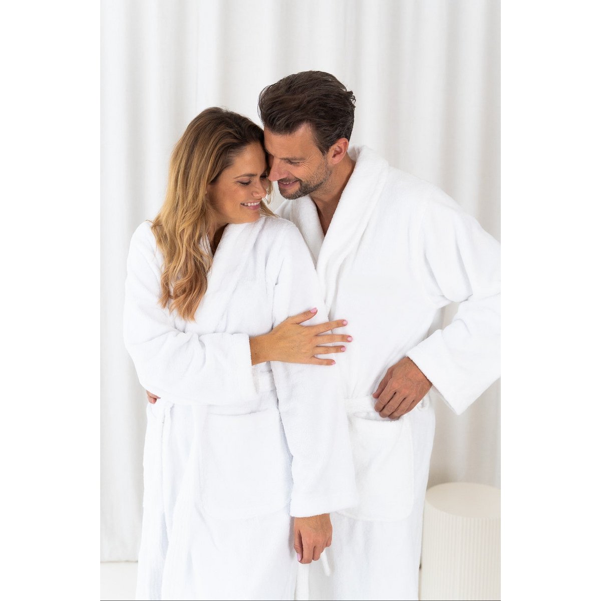 Teddy fleece bathrobe white - size M