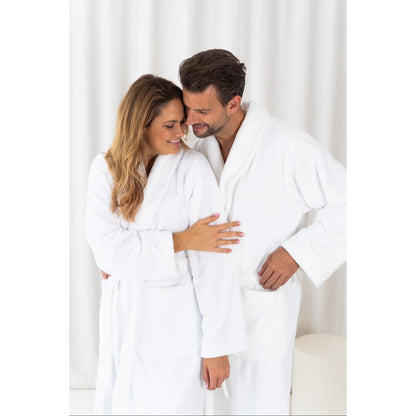 Teddy fleece bathrobe white - size M