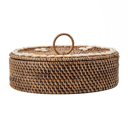 Rattan ruminddelt kurv, naturlig brun