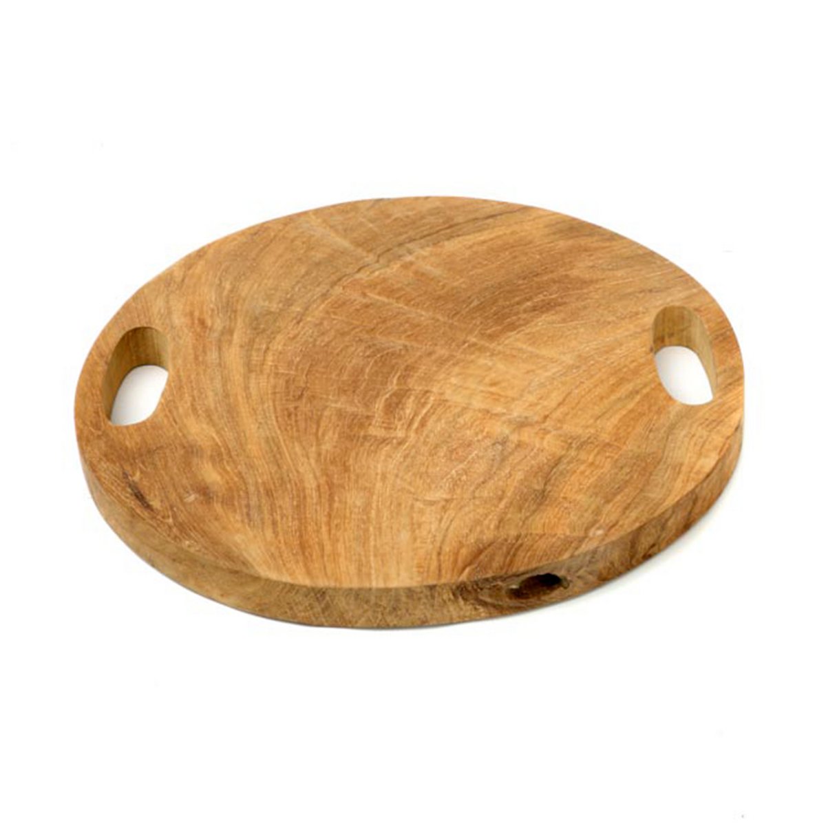 Teakholztablett mit Griffen, groß - natur