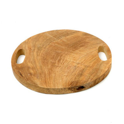 Teakholztablett mit Griffen, groß - natur