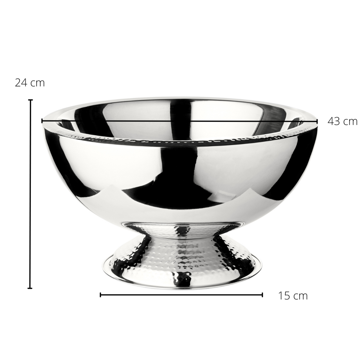 Champagnerkühler Till aus Edelstahl, Hammerschlagrand – ø 43 cm