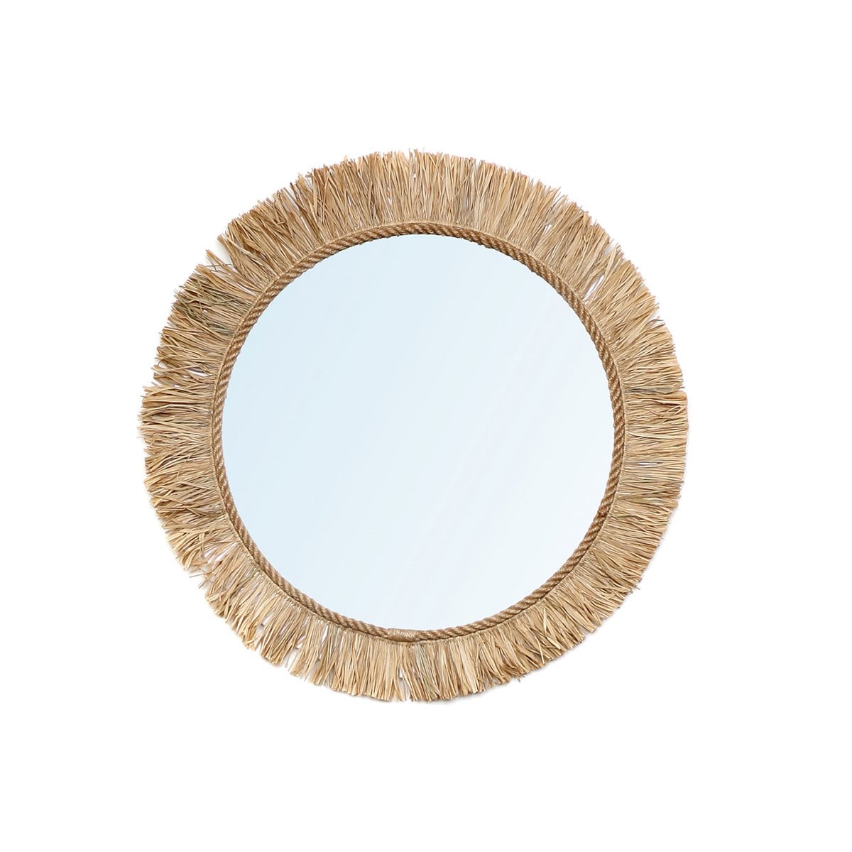 Rafiaspejl, rundt, 60 cm - solinspireret ramme