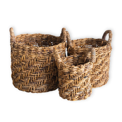 Bananenfaser-Aufbewahrungskorb Ø 25 cm – handgeflochten, Java