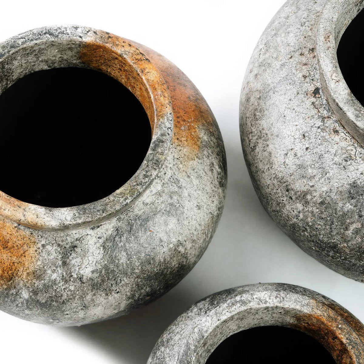 Terrakotta-Vase, rund – antikes Grau groß
