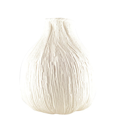 Hvid keramisk vase, tekstureret, stor, 29×29×32cm