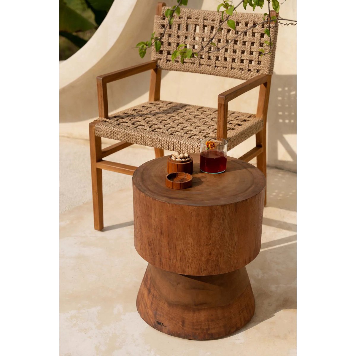 Opbevaringskrukke af teakrod 8 × 6 cm - fremstillet i Indonesien