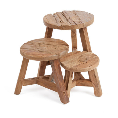 Holzhocker Natur 27 × 27 × 24 cm – klein, hergestellt in Indonesien