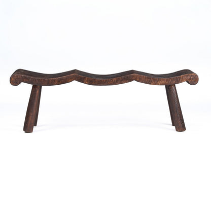 Mango wood bench, dark walnut, 155 cm - wave seat