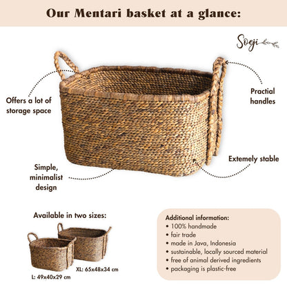 Gewebter quadratischer Wäschekorb 49×40 cm – beige & braun, 29 cm hoch