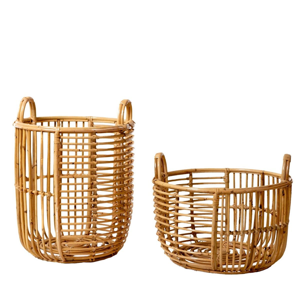 Håndvævet fletkurv Jemuh lav – ø42 × 27 cm, Indonesien