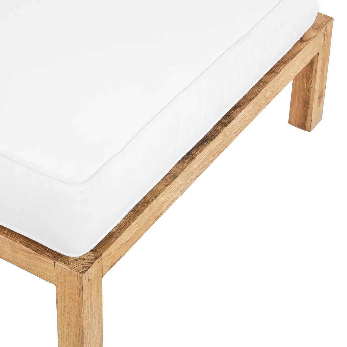 Modulær skammel i teaktræ, natur & hvid - 80 cm