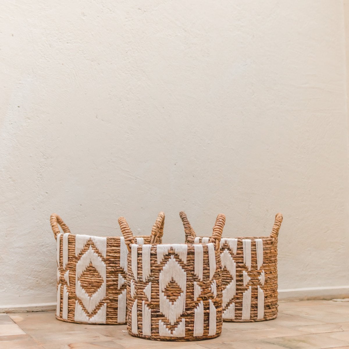 Cotton macramé basket NASARI 40 cm diameter – round storage