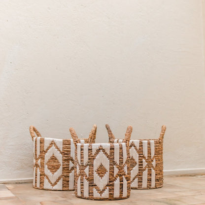 Cotton macramé basket NASARI 40 cm diameter – round storage