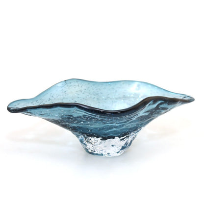 Blå dekorativ glasskål 33x18cm
