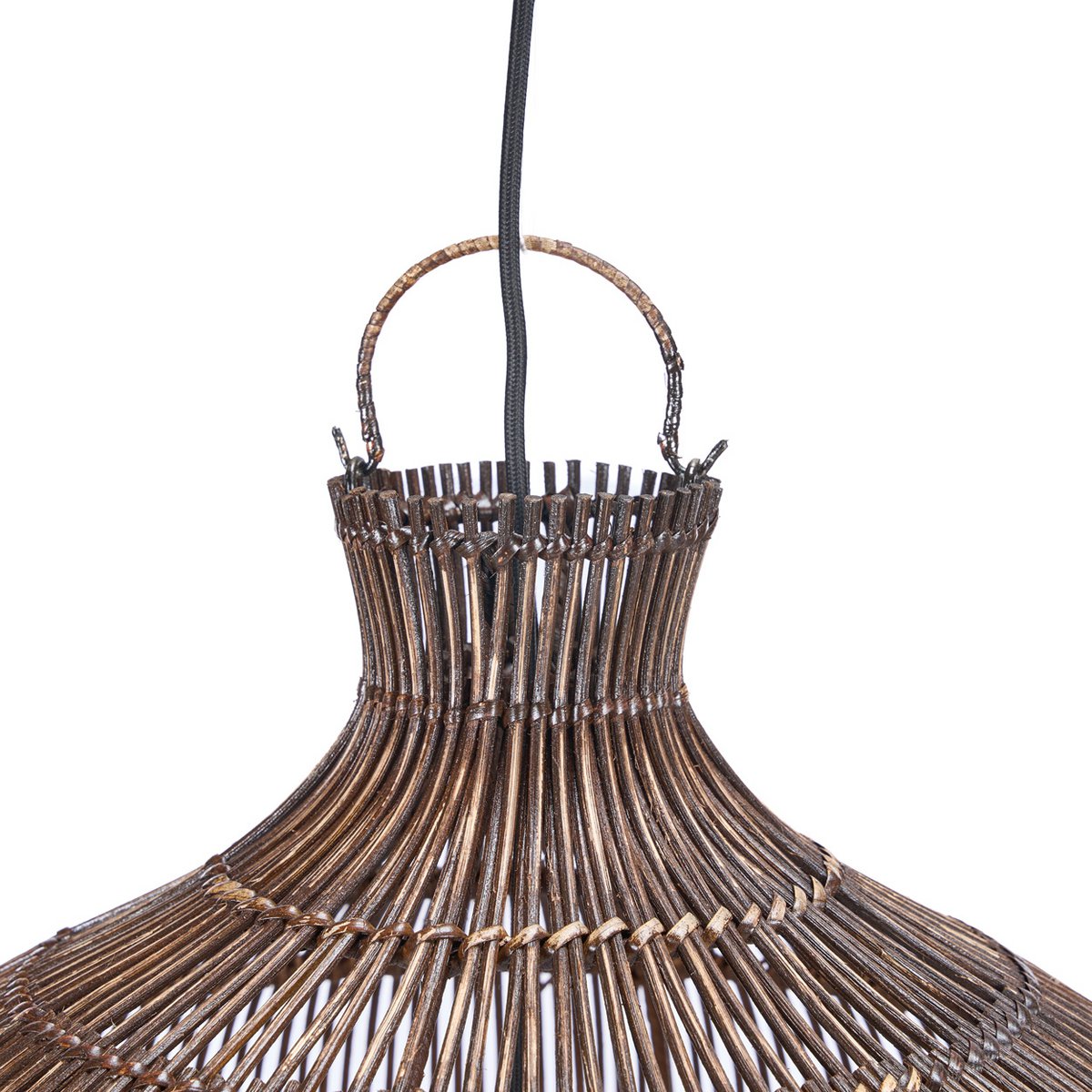 Bambus pendellampe 48 cm - mørk valnød finish