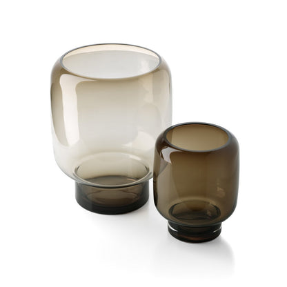 Glass Smoky Cube Vase, Brown - Large