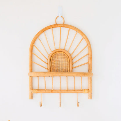 Rattan wall shelf 41×53 cm – handmade in Indonesia
