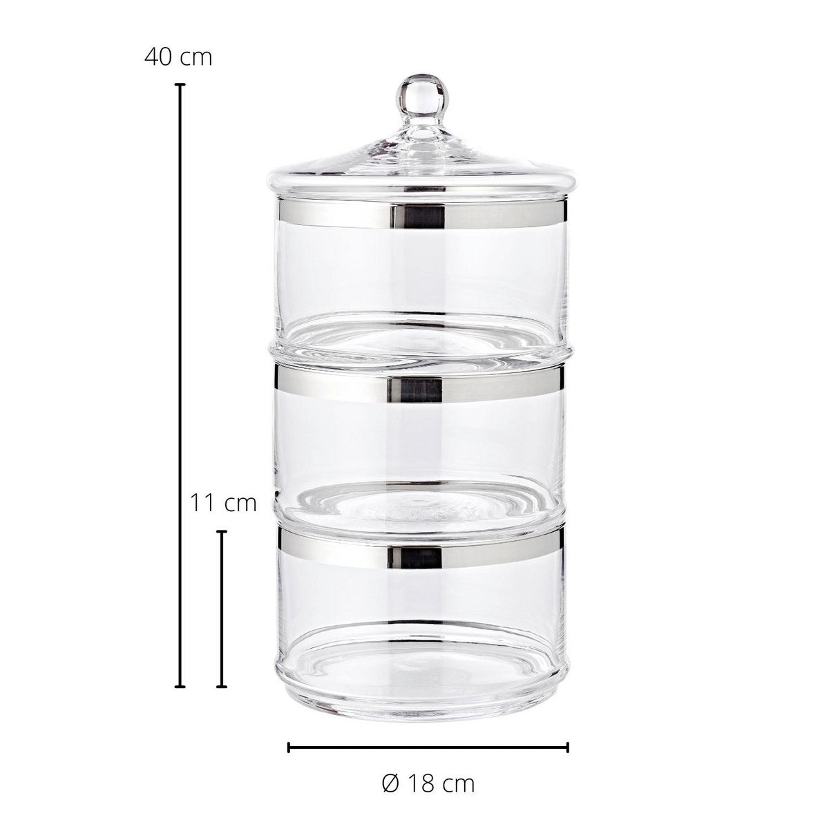 Hand-blown crystal glass jar with lid, H 40 cm – platinum rim