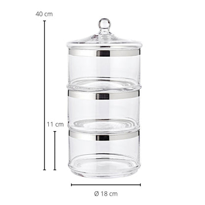 Hand-blown crystal glass jar with lid, H 40 cm – platinum rim