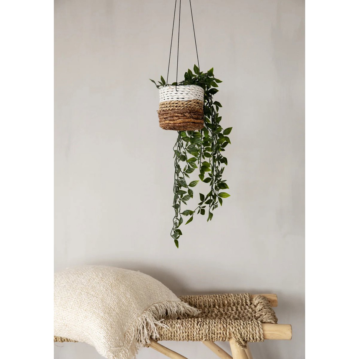 Handgefärbter Baumwollkissenbezug, 60×60 cm – Creme