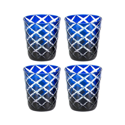 Handgeschliffene Dio-Gläser, blau & rot, 4er-Set - 10 cm