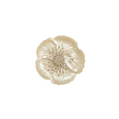 Glas blomster desserttallerken, vanilje & guld - 21 cm