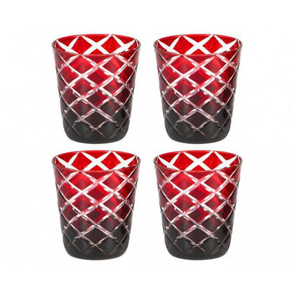 Handgeschliffene Dio-Gläser, blau & rot, 4er-Set - 10 cm