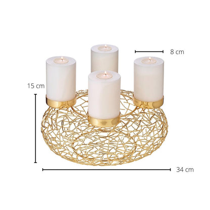 Metal advent wreath 34 cm, gold finish - Milano