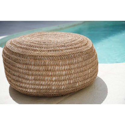 Seegras handgewebter Pouf – Natur M