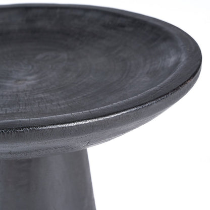 Mangoholz-Tablett auf Fuß – Schwarz, 35 cm