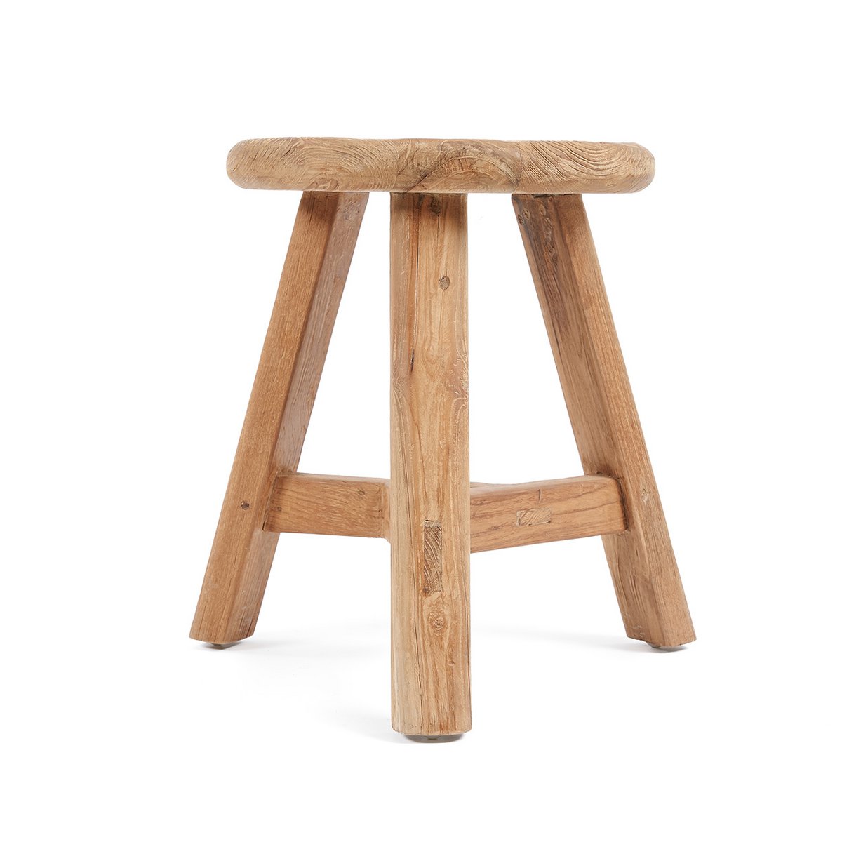 Teakholz Hocker, rustikal rund - Natur