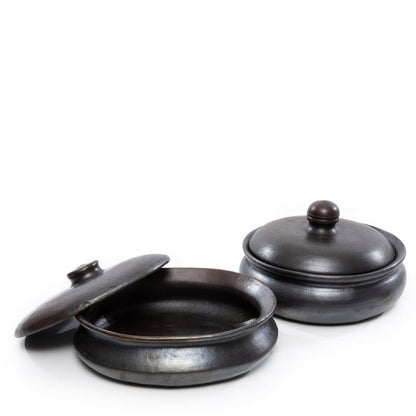 Burned curry pot, black - terracotta