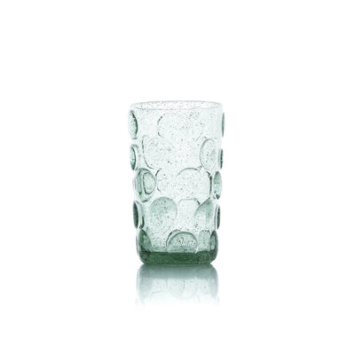 Highball aus recyceltem Glas – aquafarbene, gefrostete Punkte – 13,5 cm