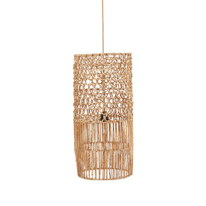Palmblad pendellampe 32×67 cm - åbent vævet, håndlavet
