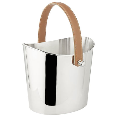 Forniklet champagnekøler Gilbert – lædergreb, 23 cm