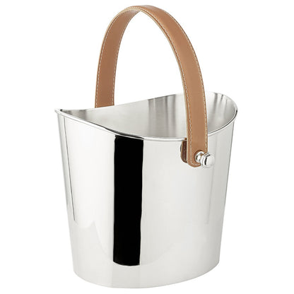 Nickel-plated champagne cooler Gilbert – leather handle, 23 cm